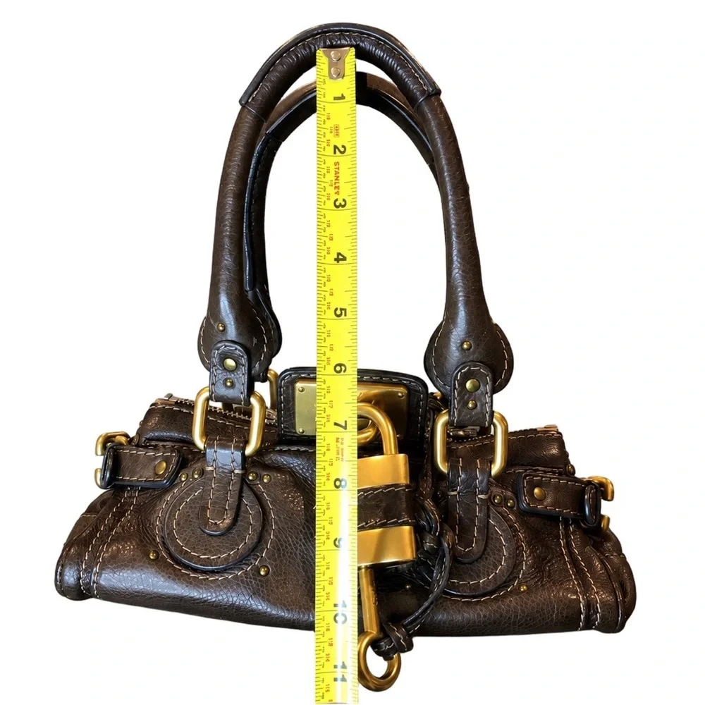 CHLOE Paddington Brown Leather Small Bag with Lock, Key, Dust Bag, COA NWOT MINT - Picture 8 of 17